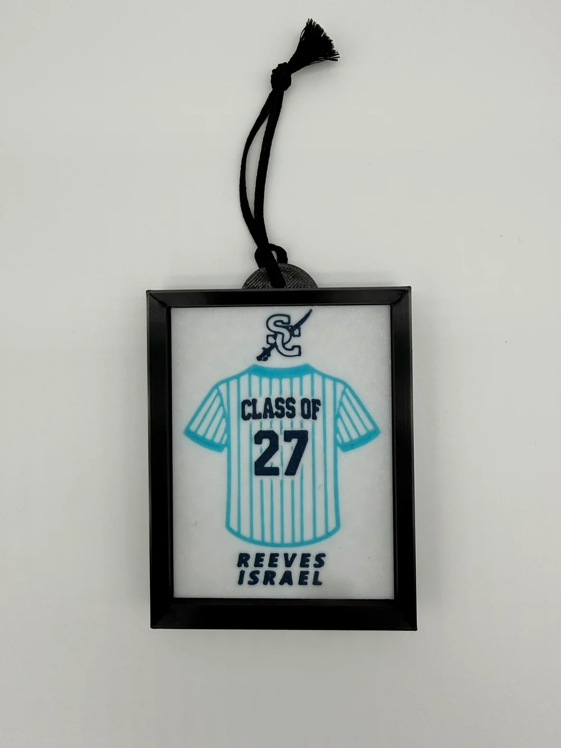 Blue and white personalized jersey ornament